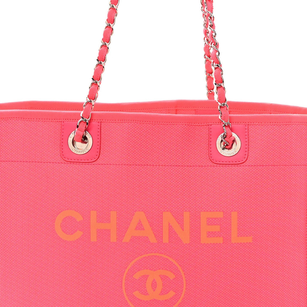 Mixed Fibers Calfskin Medium Deauville Tote Pink Orange