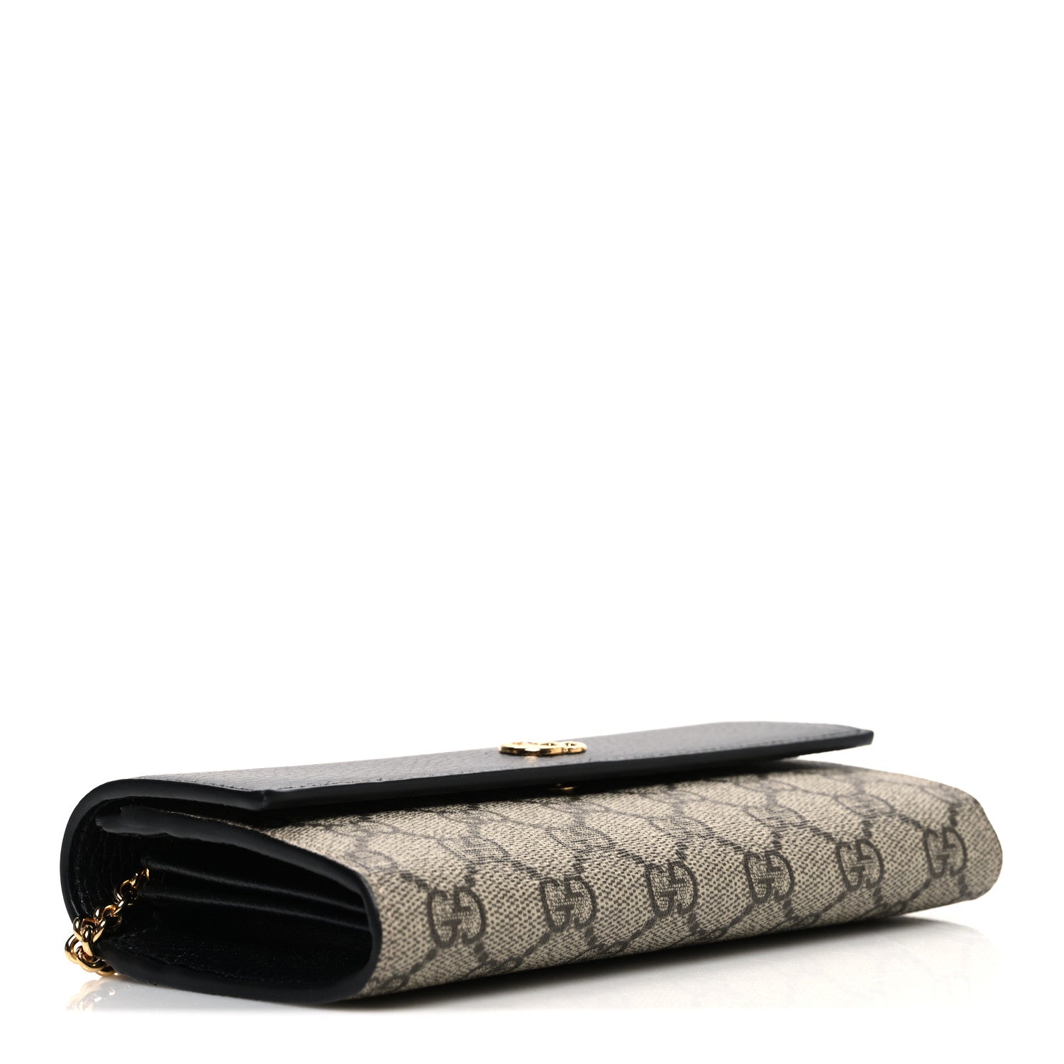 Dollar Calfskin GG Supreme Monogram Petite GG Marmont Wallet Chain Bag Black Beige Ebony