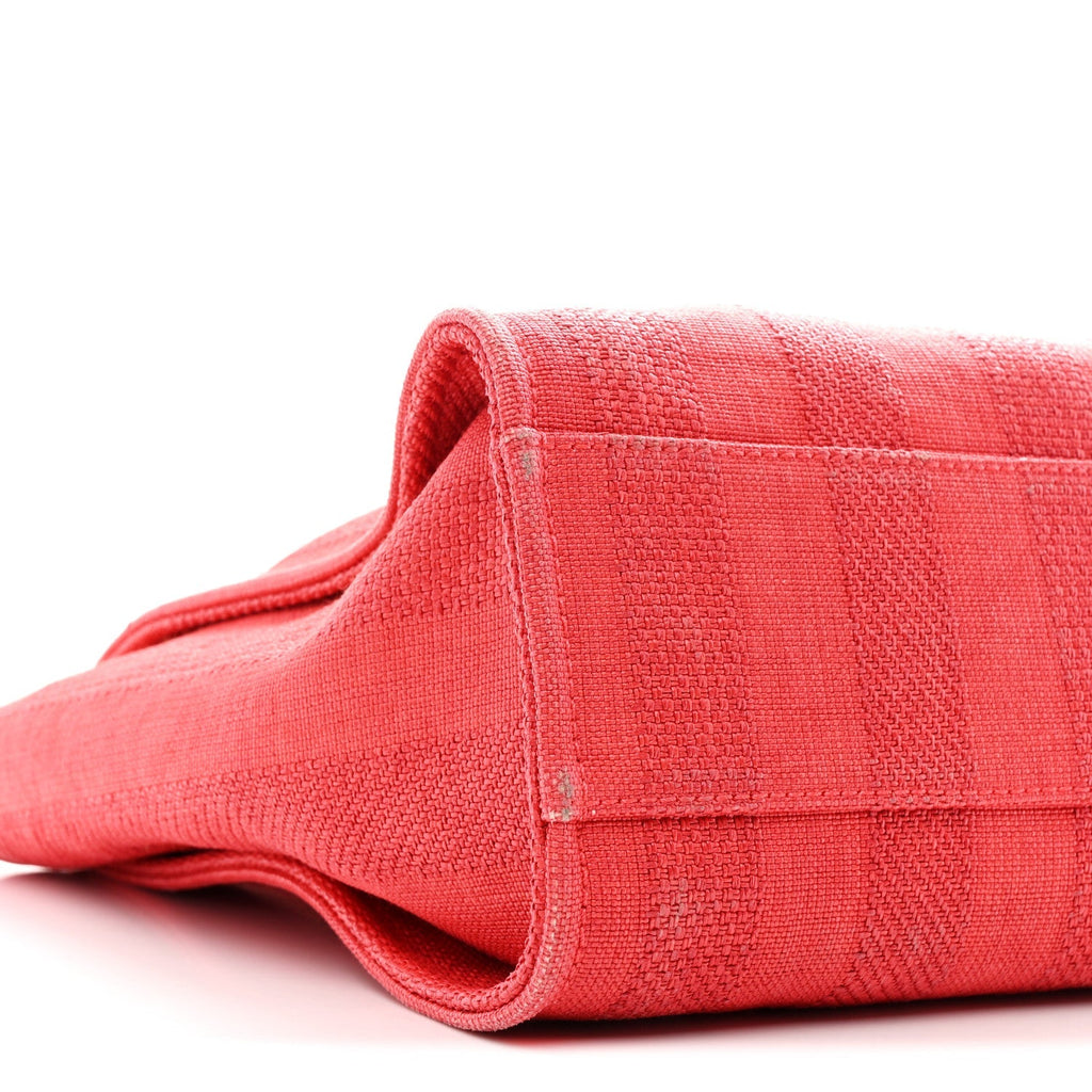 Mixed Fibers Striped Small Deauville Tote Red