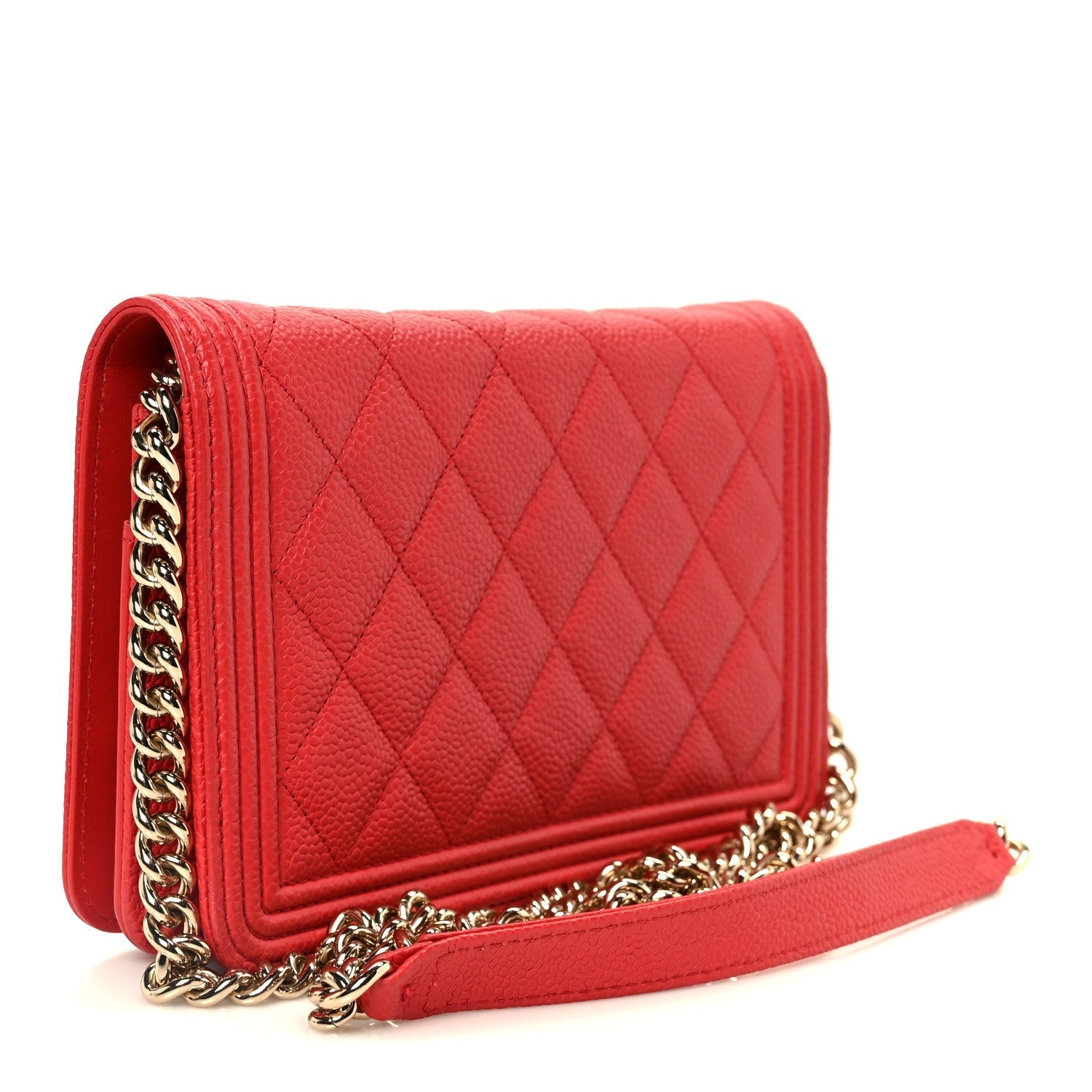 Caviar Quilted Boy Wallet On Chain WOC Red