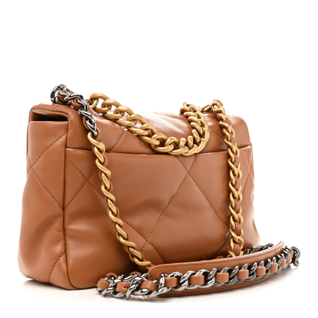 Lambskin Quilted Medium Chanel 19 Flap Brown