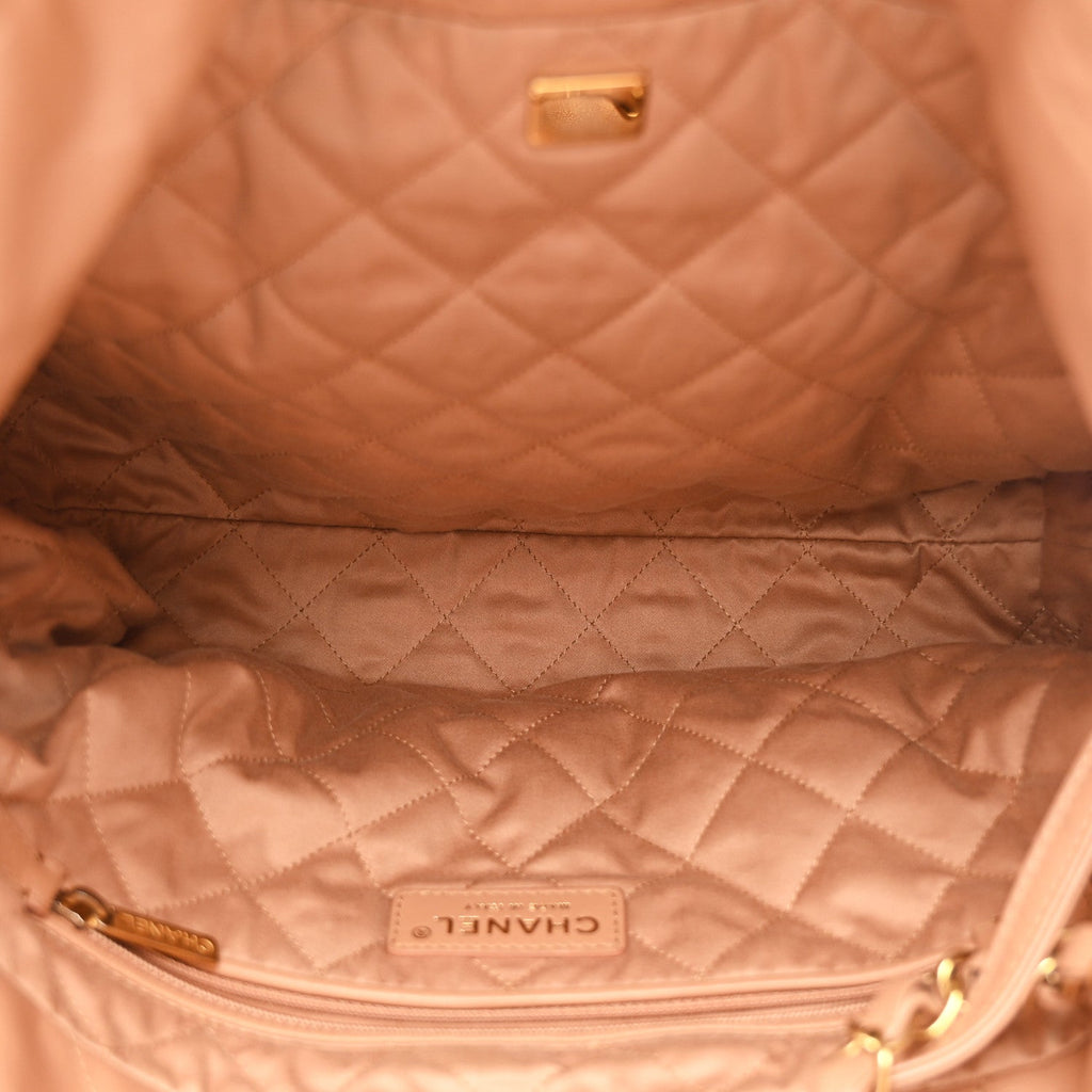 Shiny Calfskin Quilted Small Chanel 22 Beige