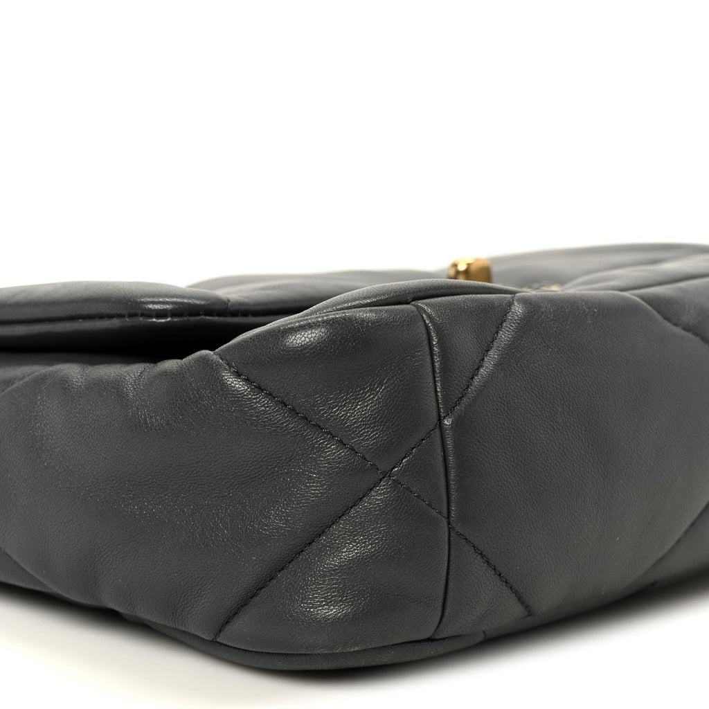 Lambskin Quilted Medium Chanel 19 Flap Dark Grey