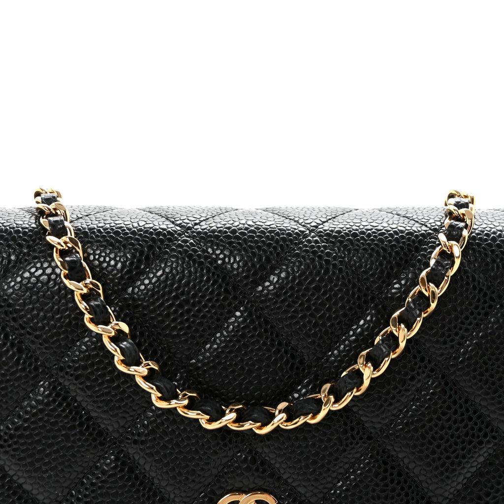 Caviar Quilted Wallet on Chain WOC Black
