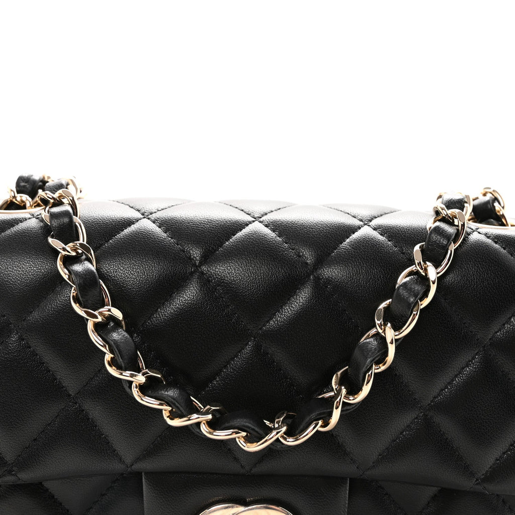 Lambskin Quilted Mini Rectangular Flap Black