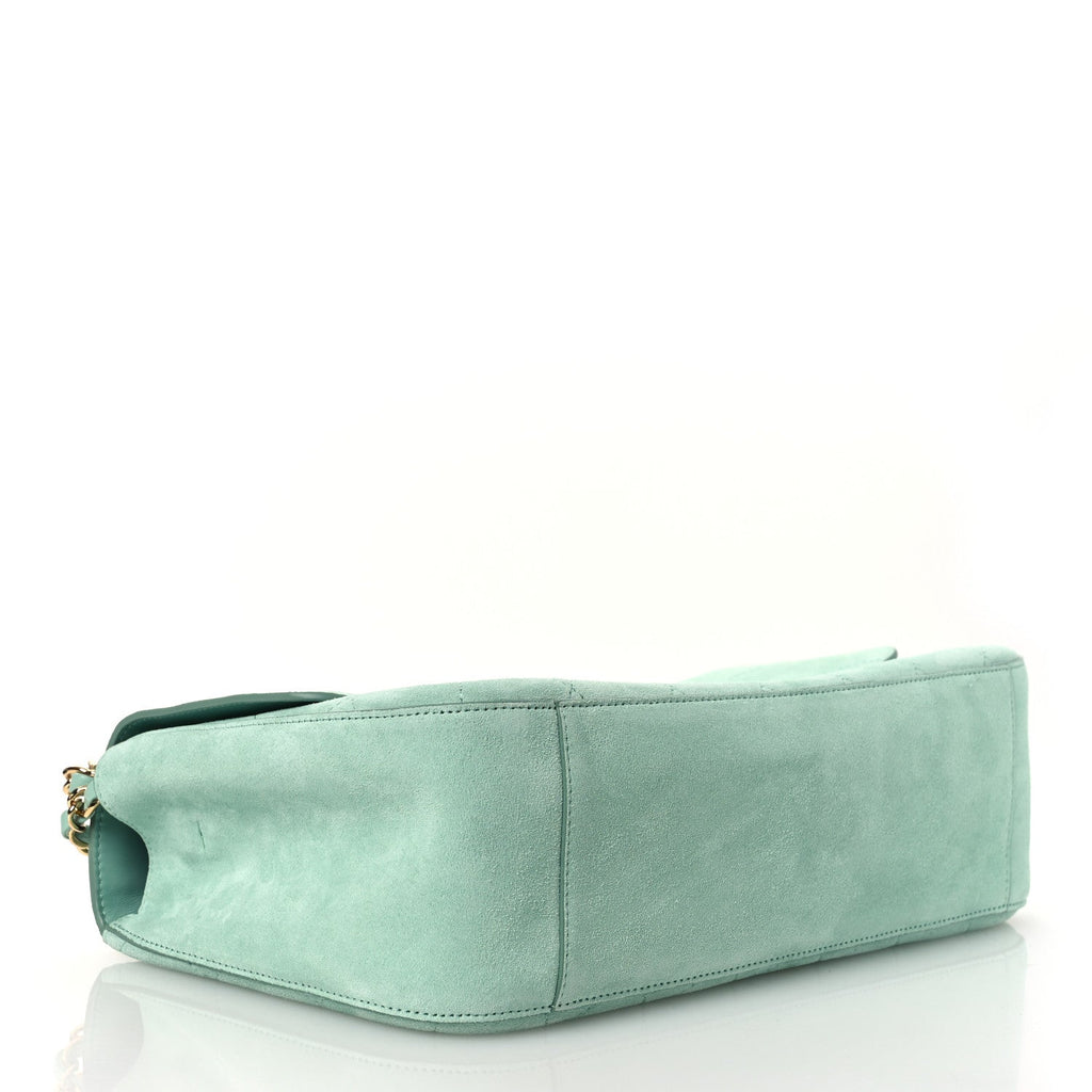 Suede Calfskin Small Souplissimo Maxi Flap Green