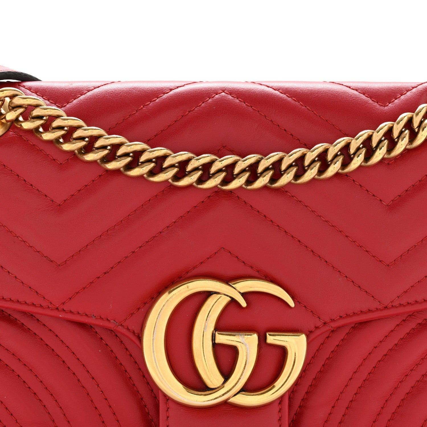 Calfskin Matelasse Small GG Marmont Shoulder Bag Hibiscus Red