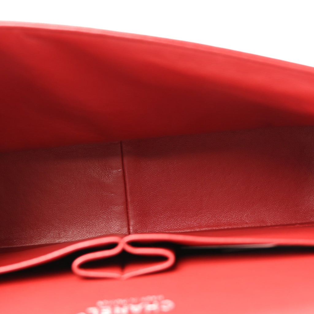 Caviar Quilted Jumbo Double Flap Dark Red