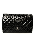 Patent Quilted Jumbo Double Flap Black