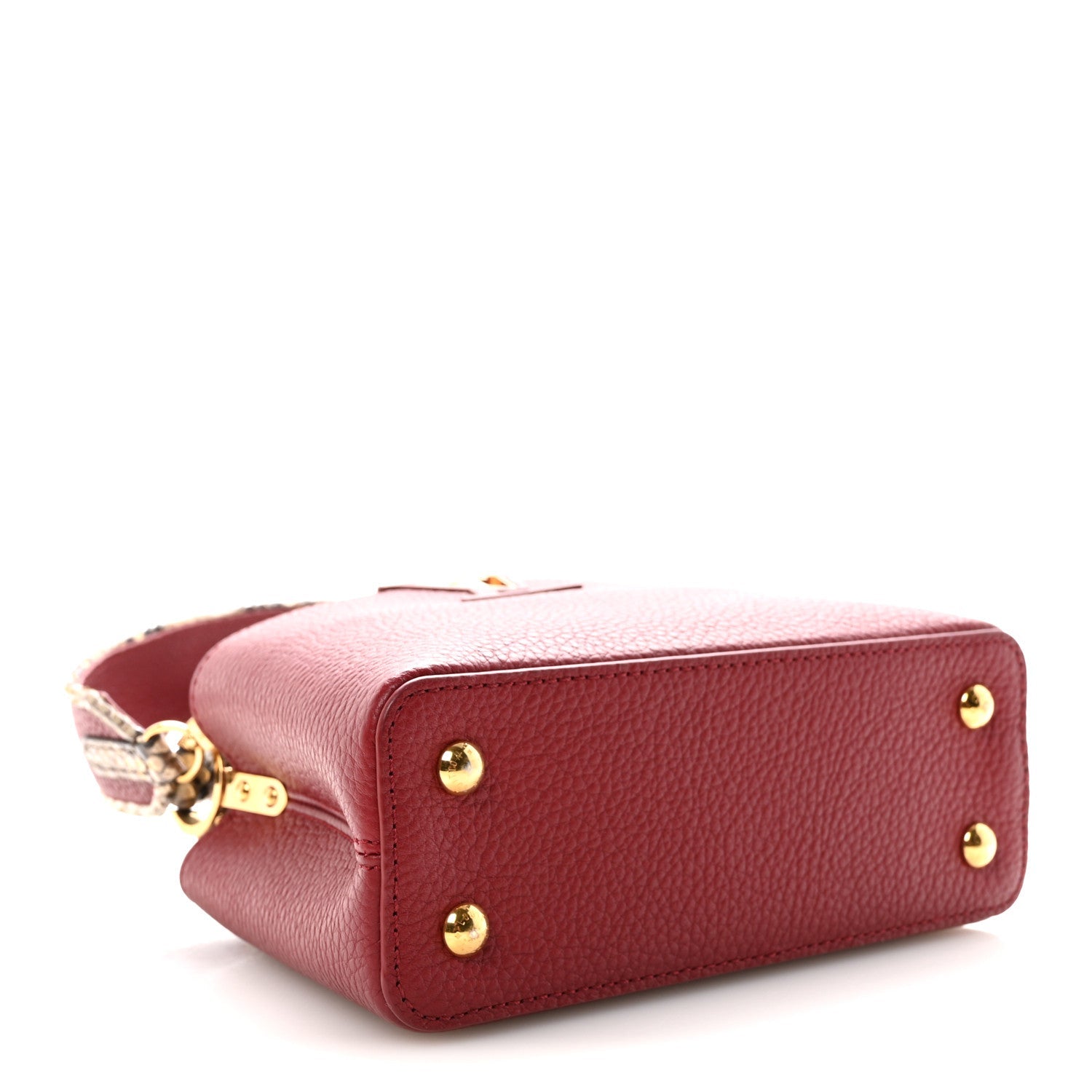 Taurillon Snakeskin Mini Capucines Burgundy