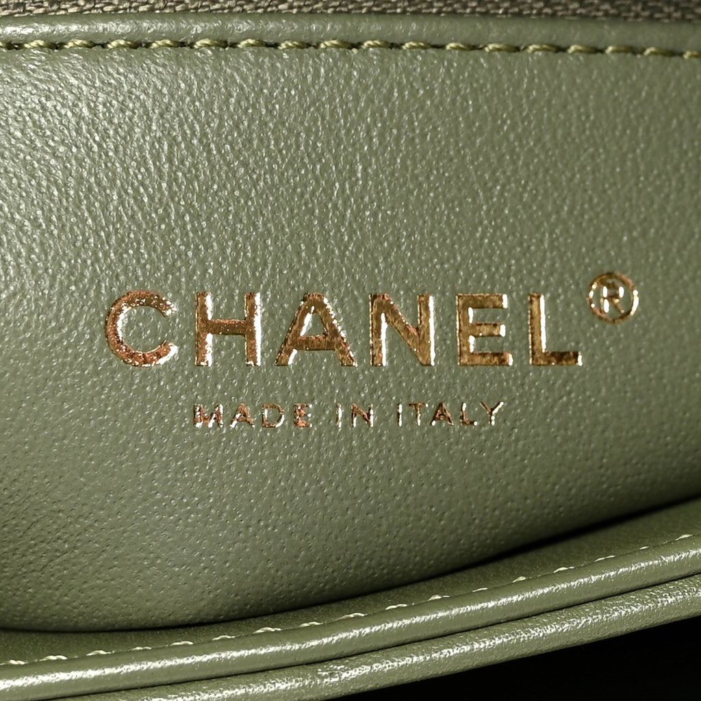 Lambskin Quilted Small Trendy CC Flap Dual Handle Bag Green