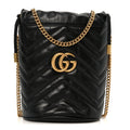 Calfskin Matelasse Mini GG Marmont 2.0 Bucket Bag Black
