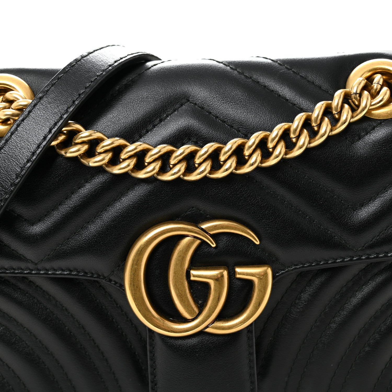 Calfskin Matelasse Small GG Marmont Shoulder Bag Black
