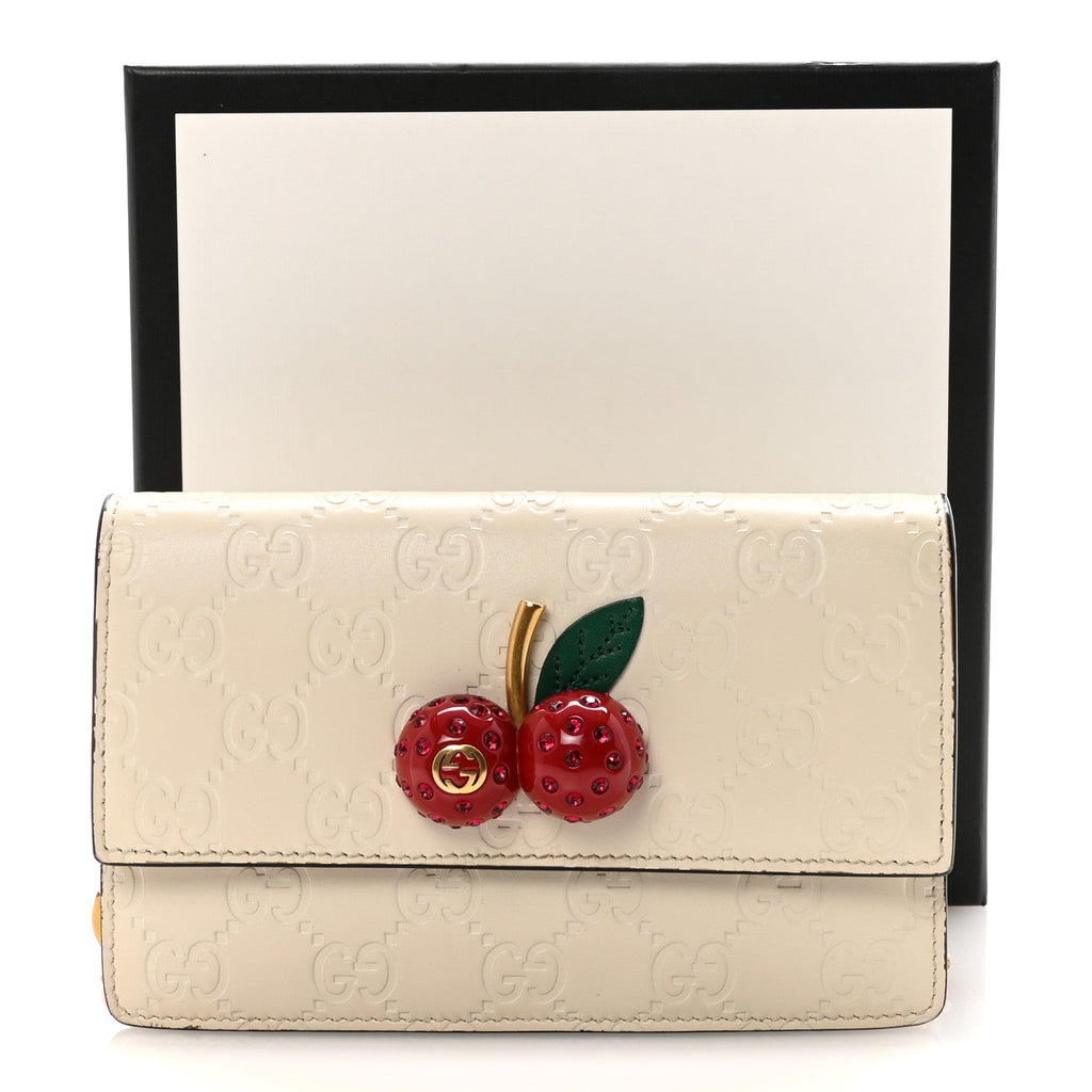 Guccissima Mini Cherry Chain Bag White