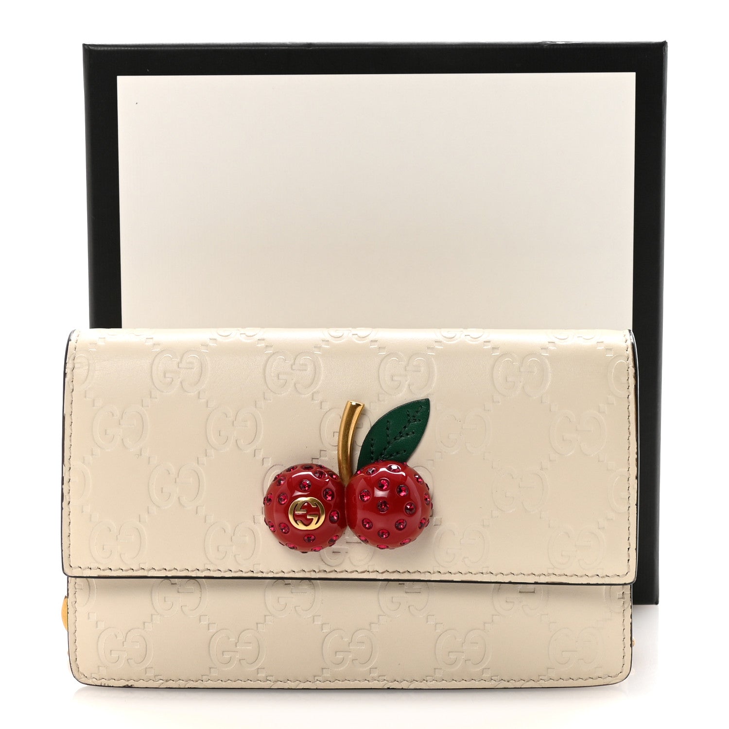 Guccissima Mini Cherry Chain Bag White