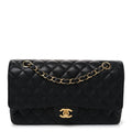 Caviar Quilted Medium Double Flap Black