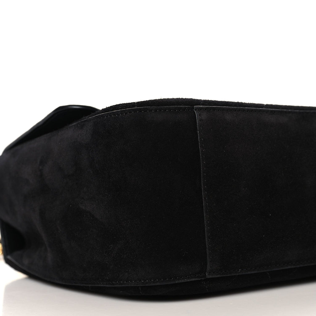 Suede Calfskin Small Souplissimo Maxi Flap Black