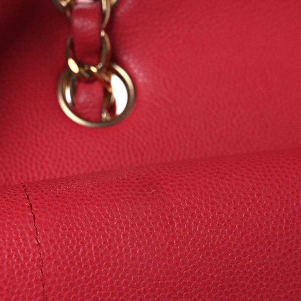 Caviar Quilted Medium Double Flap Dark Pink