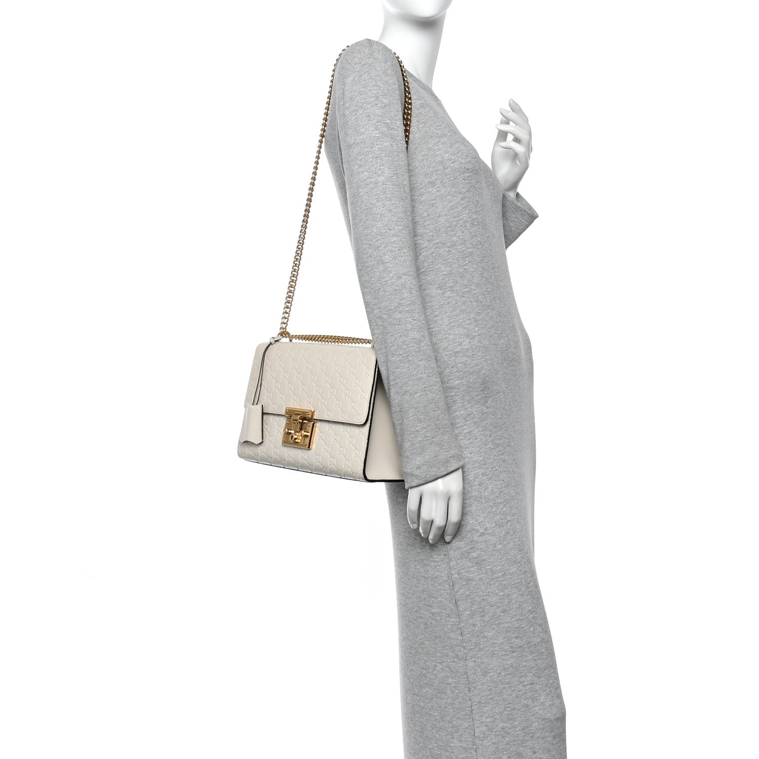 Guccissima Medium Padlock Shoulder Bag Mystic White