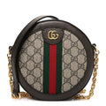 GG Supreme Monogram Web Mini Ophidia Round Shoulder Bag Brown