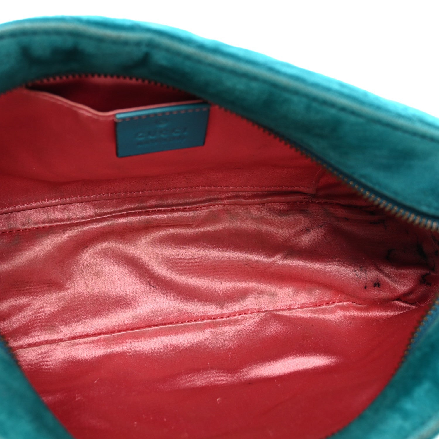 Velvet Matelasse Small GG Marmont Chain Shoulder Bag Pavone Cyan