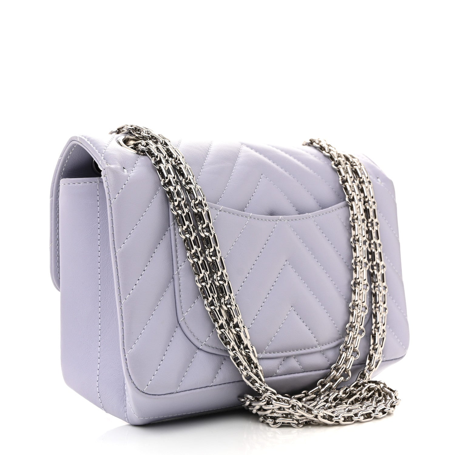 Aged Calfskin Chevron Quilted 2.55 Reissue Mini Flap Light Purple