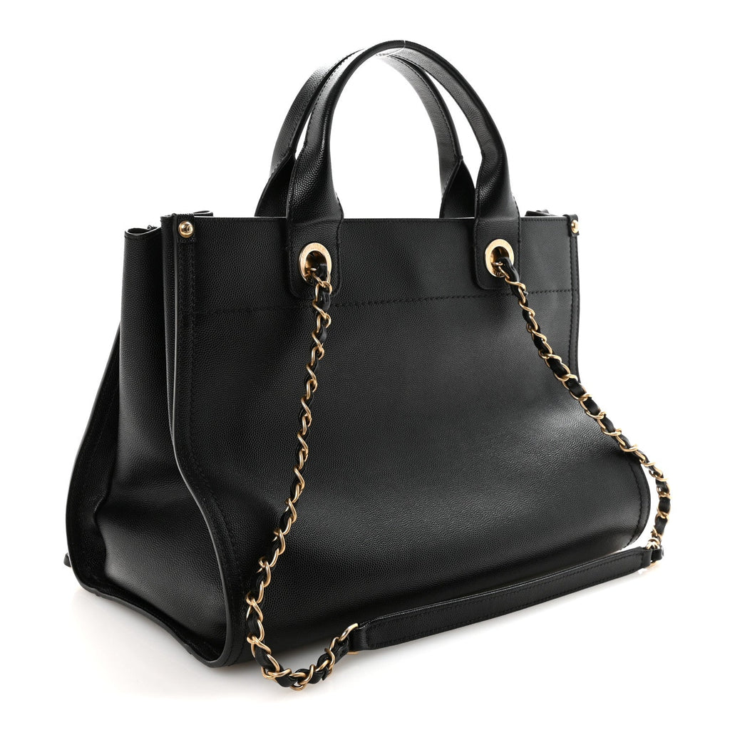 Caviar Small Studded Deauville Tote Black