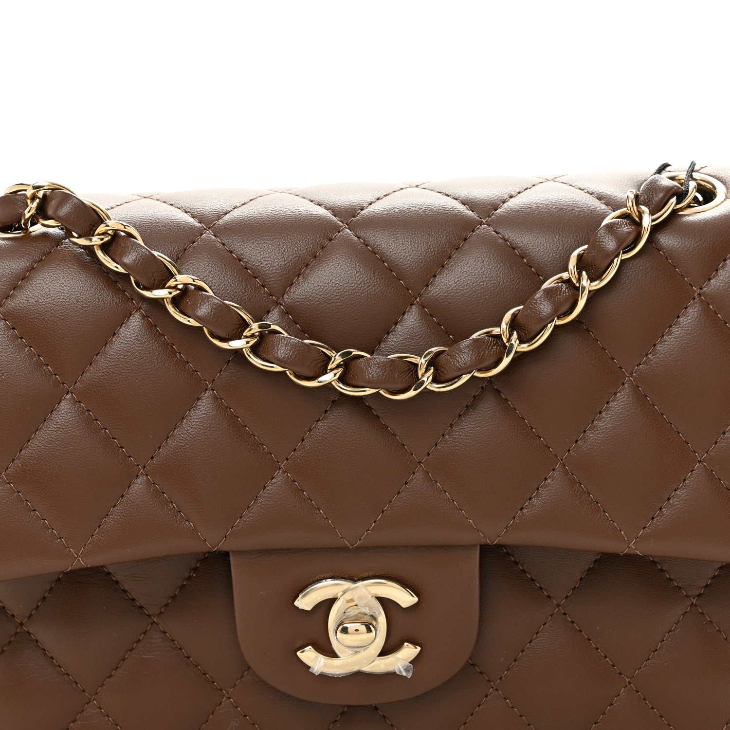 Lambskin Quilted Small Double Flap Brown