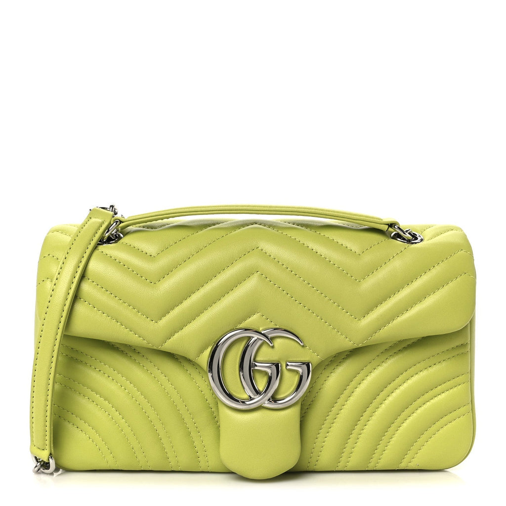 Calfskin Matelasse Medium GG Marmont Shoulder Bag Bright Green