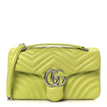 Calfskin Matelasse Medium GG Marmont Shoulder Bag Bright Green