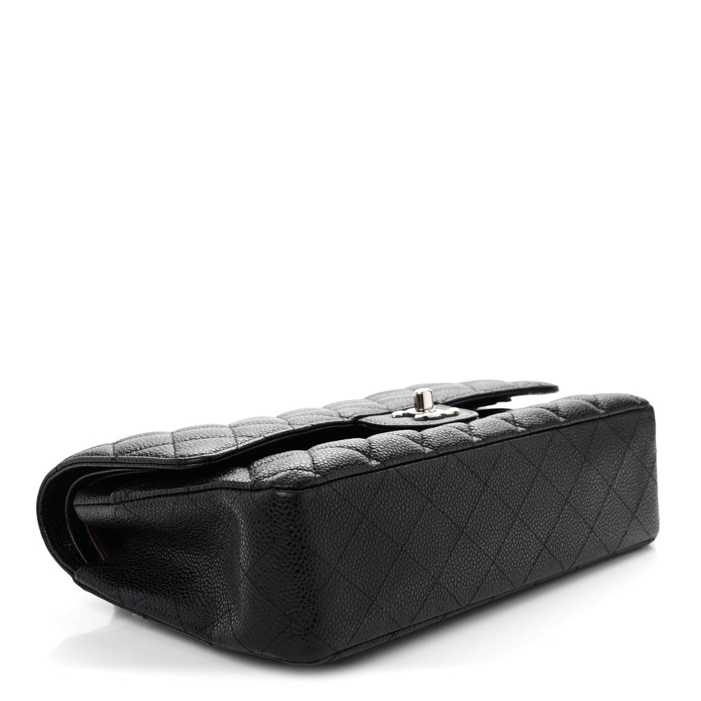 Caviar Quilted Medium Double Flap Black