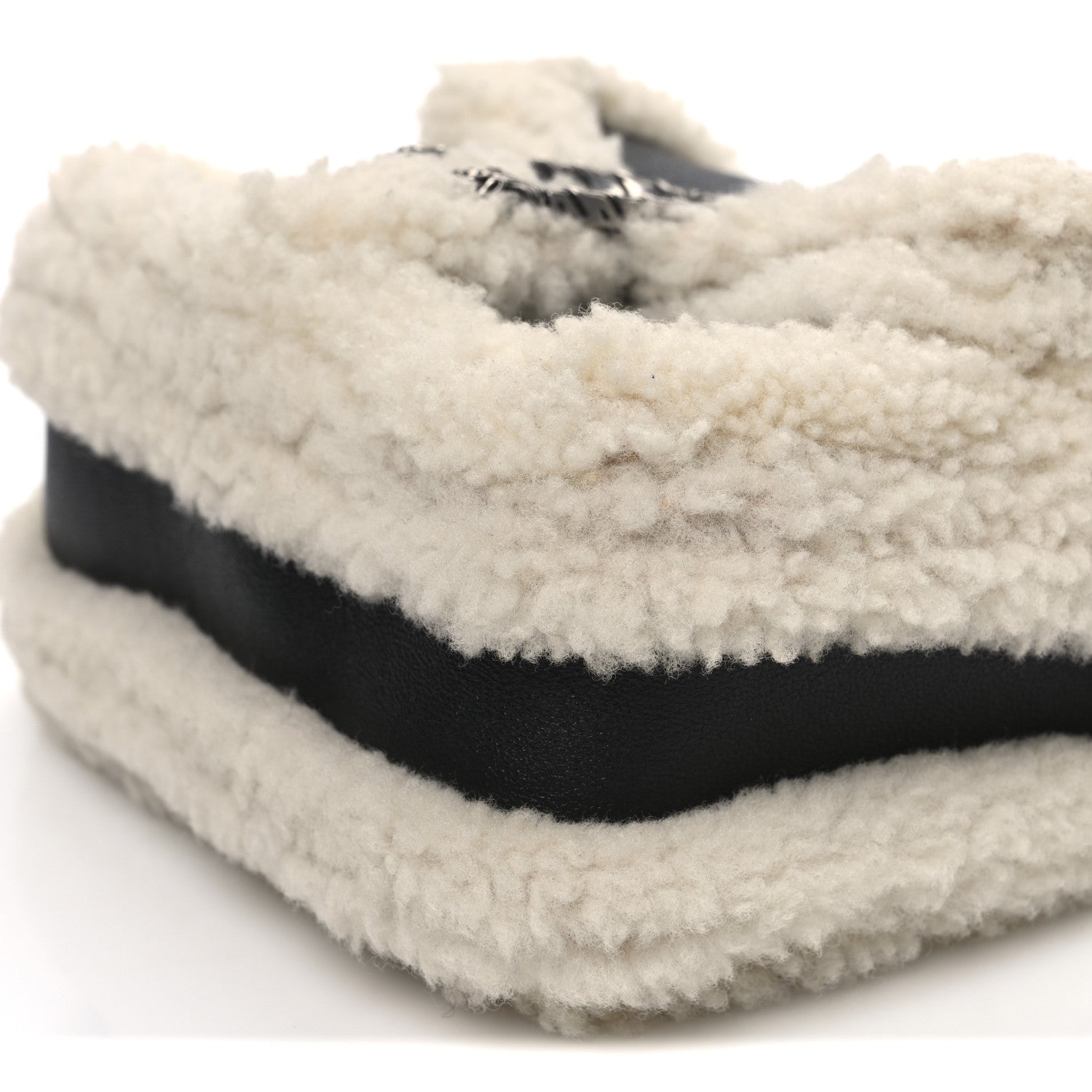 Sakai Be Green Calfskin Shearling Mini Dionysus Top Handle Bag Black