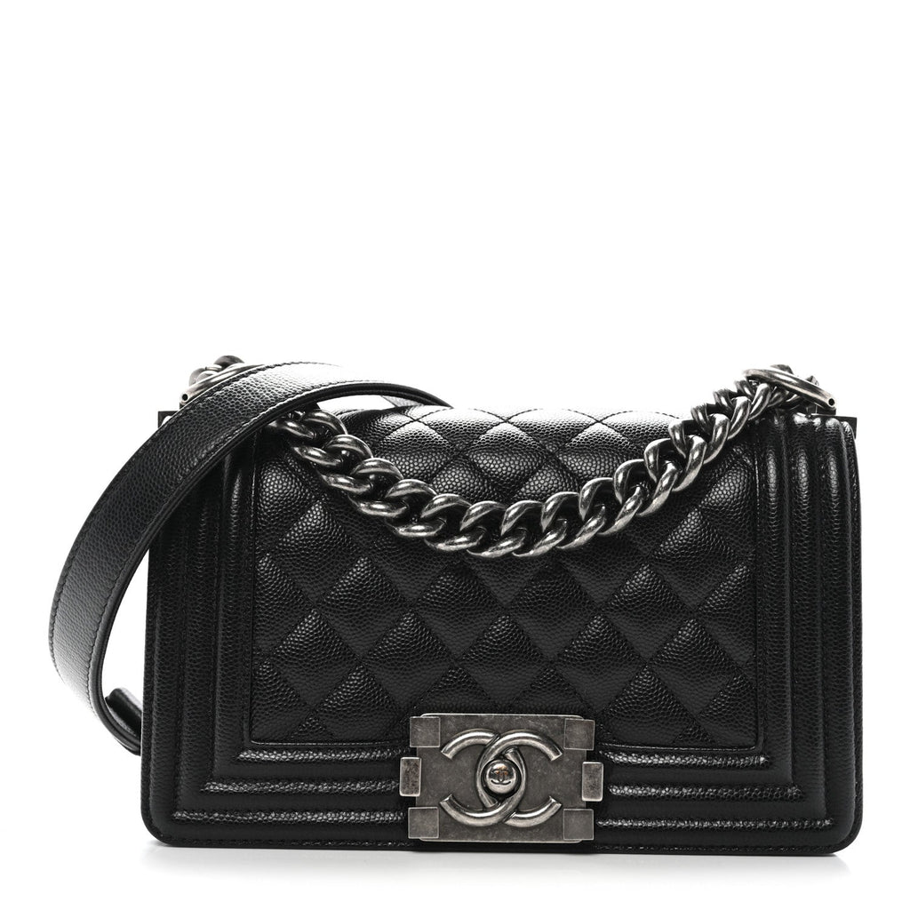Caviar Quilted Small Boy Flap Black