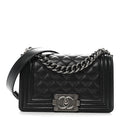 Caviar Quilted Small Boy Flap Black