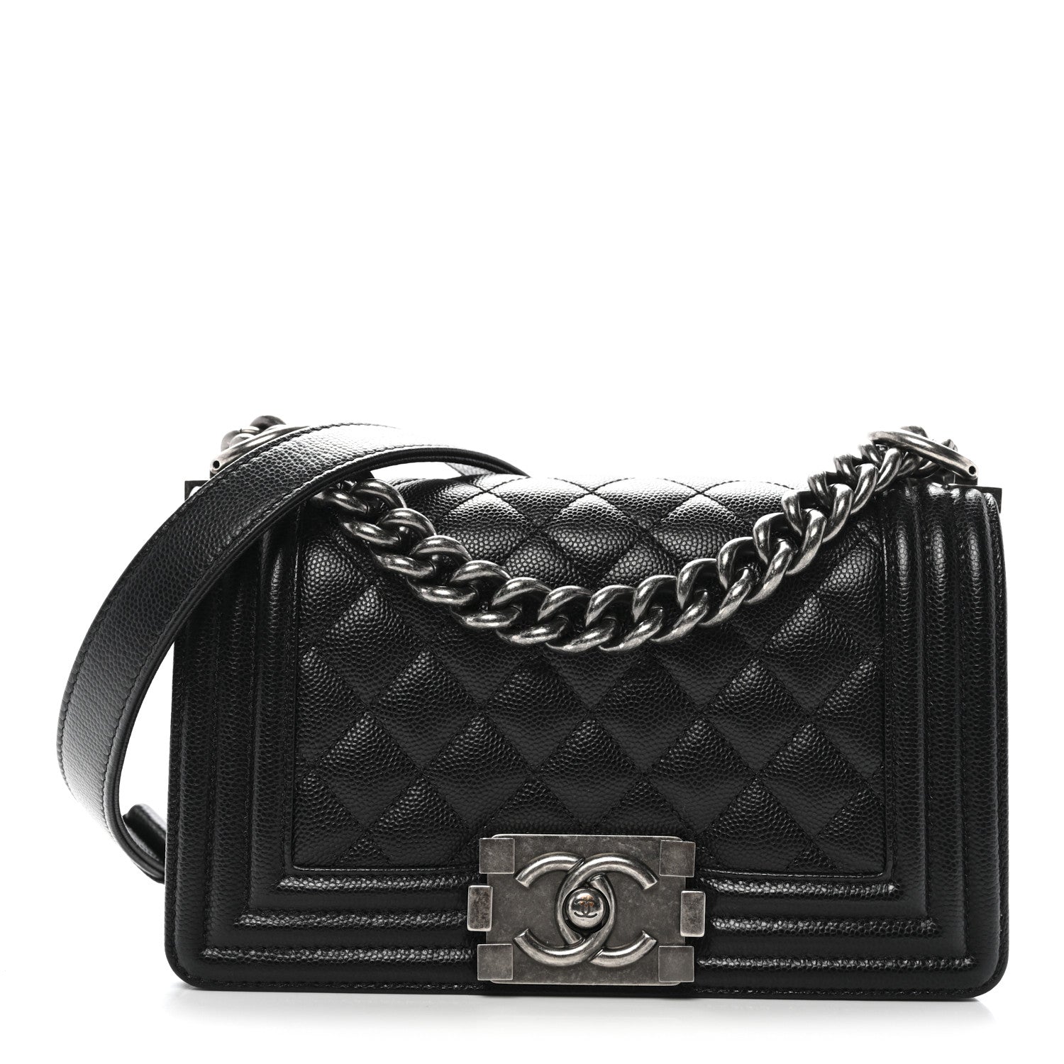 Caviar Quilted Small Boy Flap Black