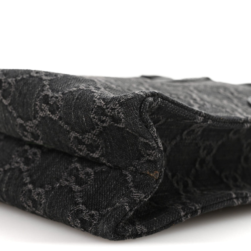 Denim GG Monogram Calfskin Mini Ophidia Tote Bag Black
