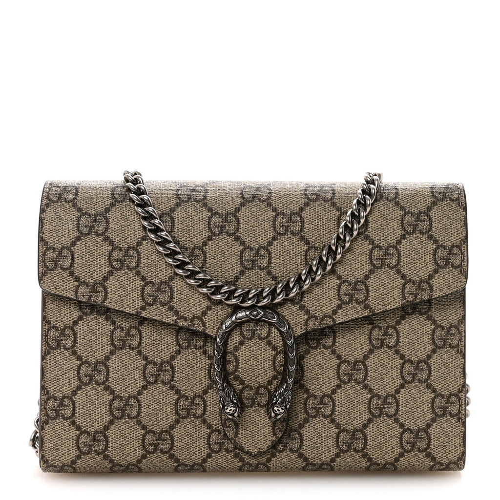 GG Supreme Monogram Mini Dionysus Chain Wallet Beige Taupe
