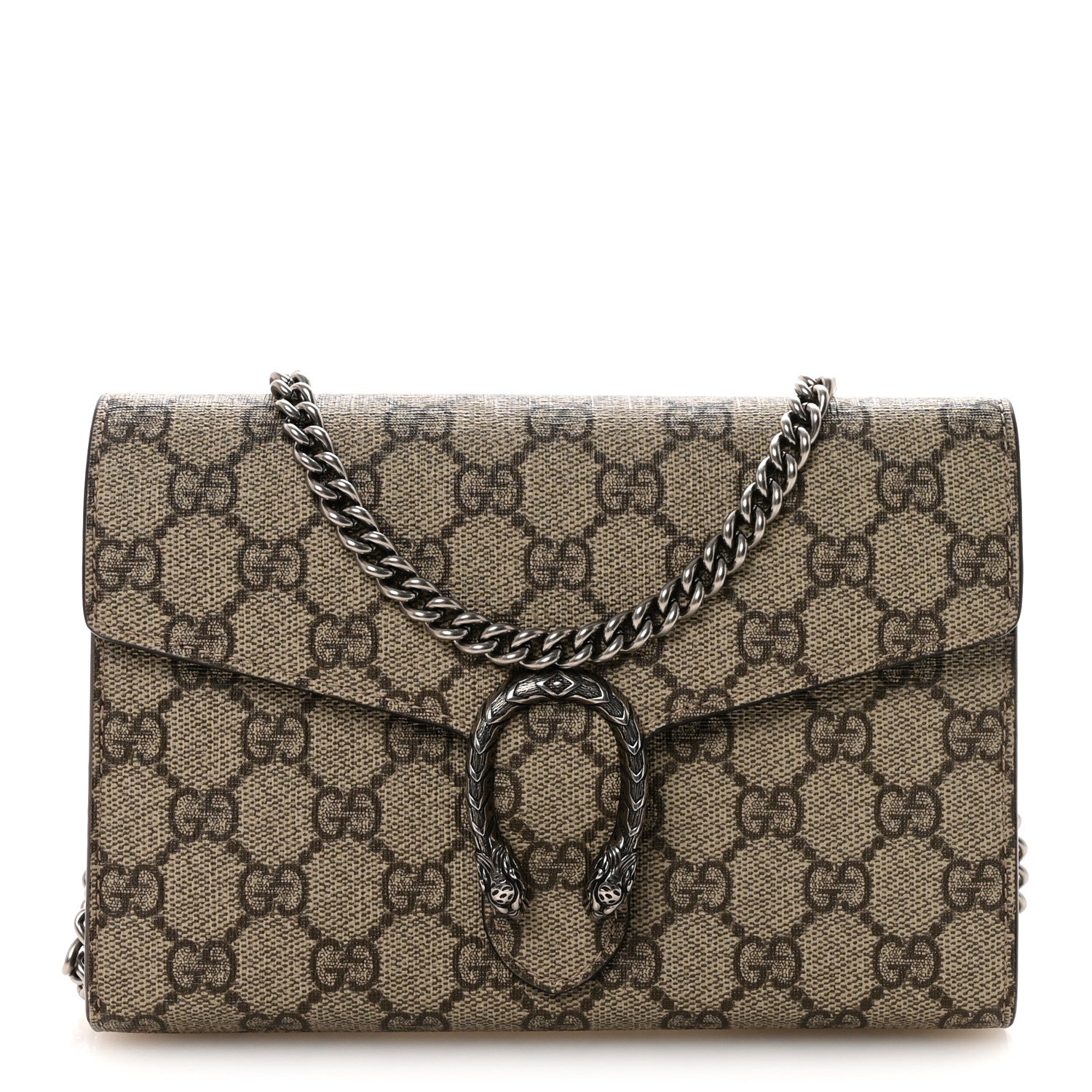 GG Supreme Monogram Mini Dionysus Chain Wallet Beige Taupe