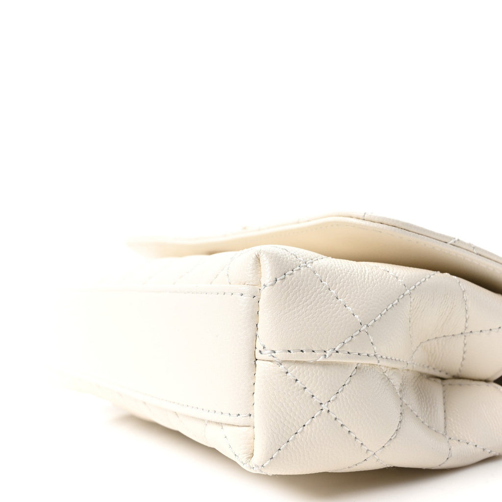 Caviar Quilted Maxi East West Coco Handle Flap White