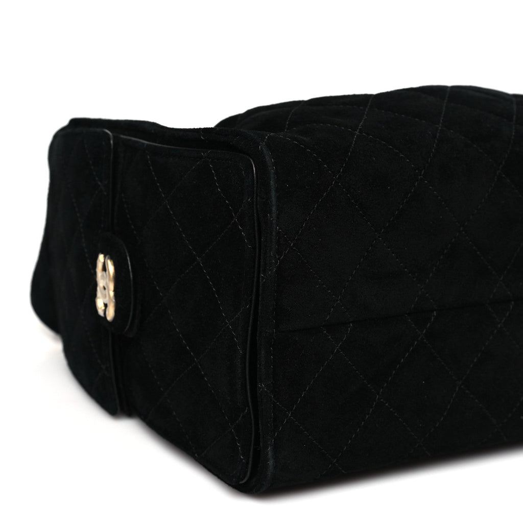 Suede Quilted Small Chanel 25 Handbag Black