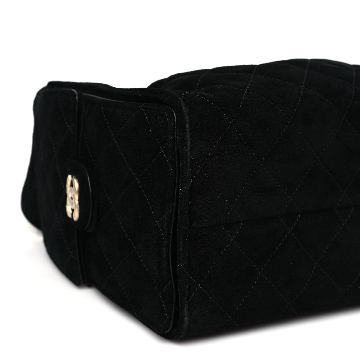 Suede Quilted Small Chanel 25 Handbag Black