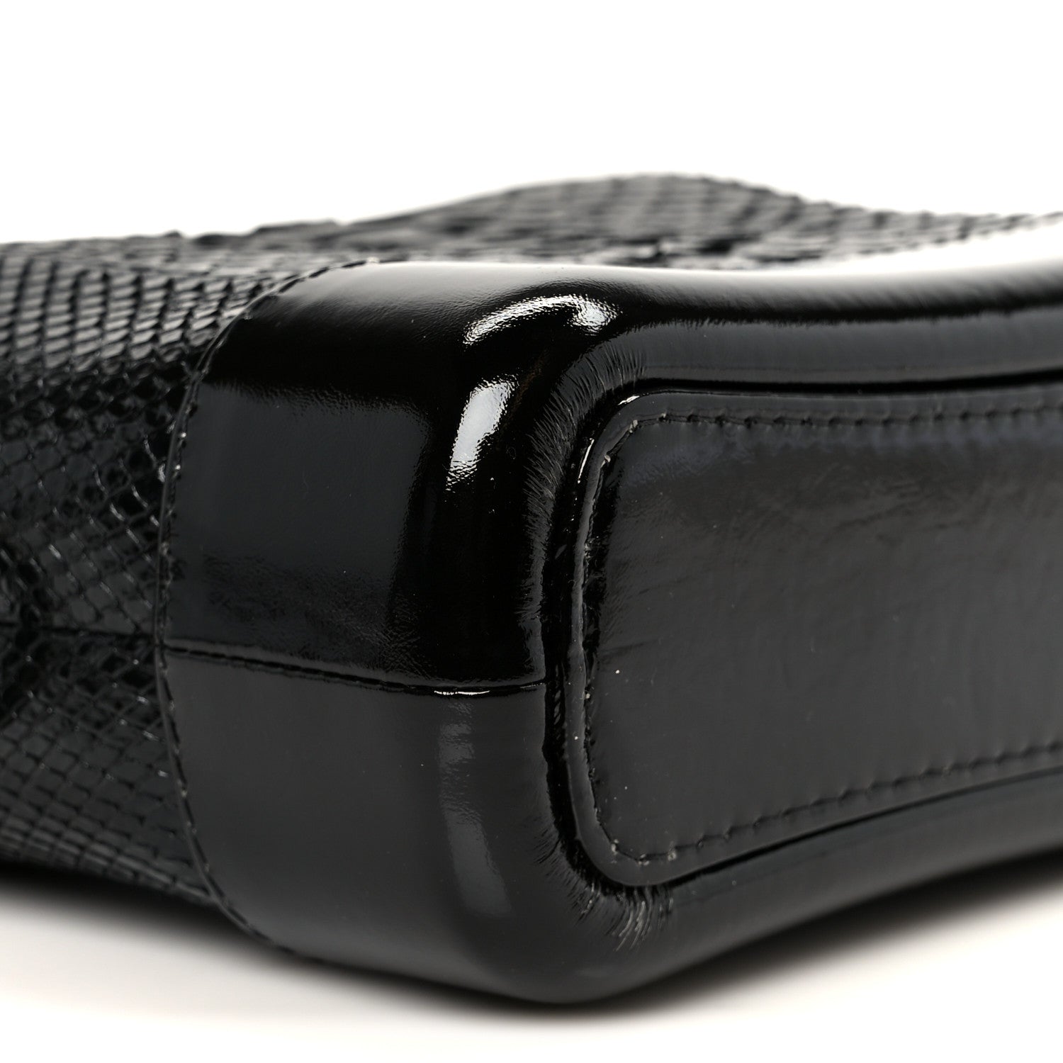 Snakeskin Patent Calfskin Small Gabrielle Hobo Black