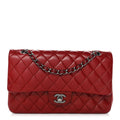 Lambskin Quilted Medium Double Flap Red