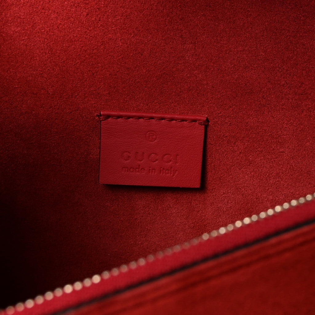 GG Supreme Monogram Suede Small Dionysus Shoulder Bag Beige Ebony Vulcanic Red