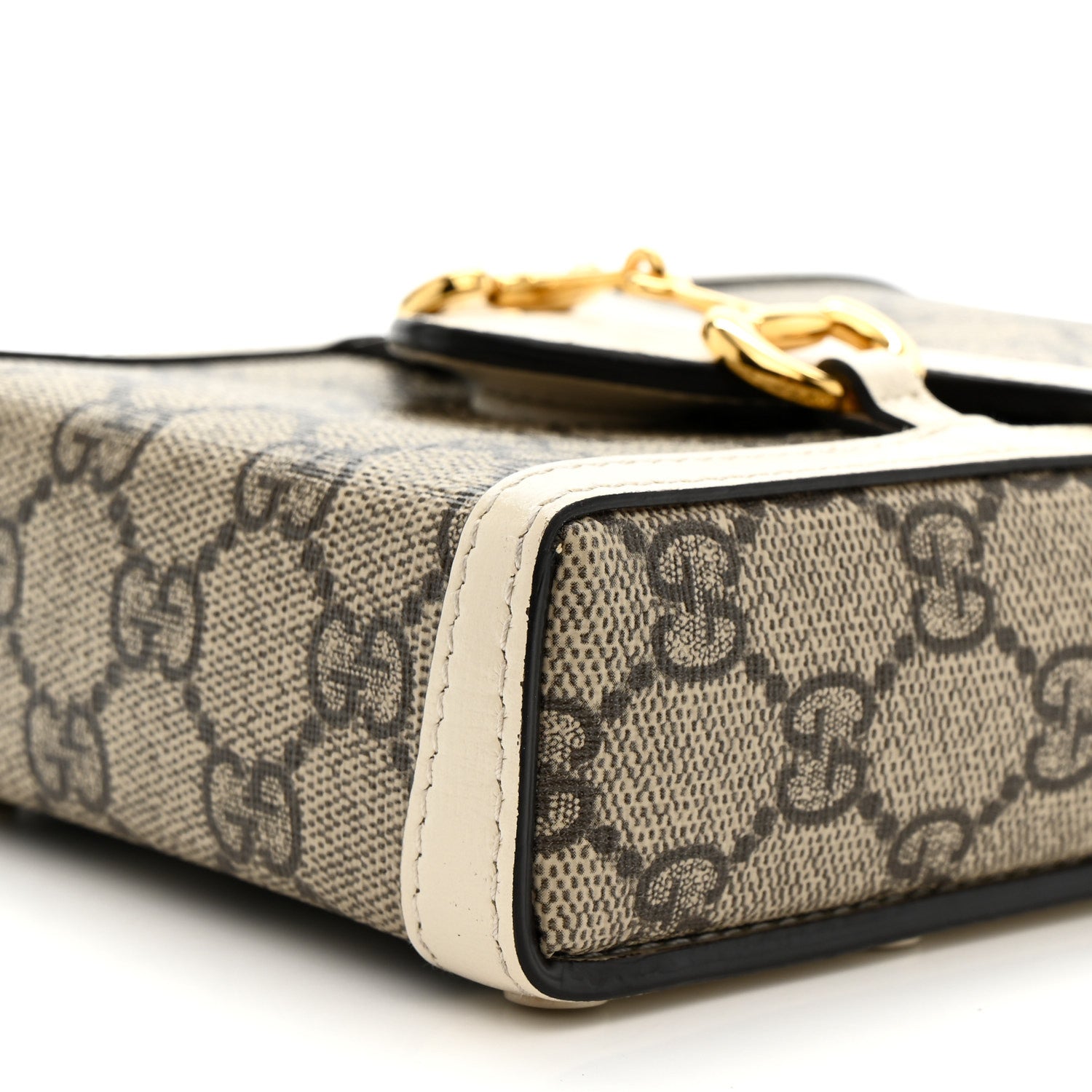 GG Supreme Monogram Azalea Calfskin Mini Horsebit 1955 Crossbody Bag Beige Ebony Mystic White