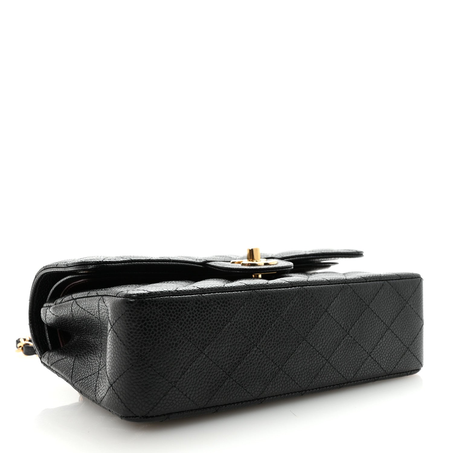 Caviar Quilted Small Double Flap Black