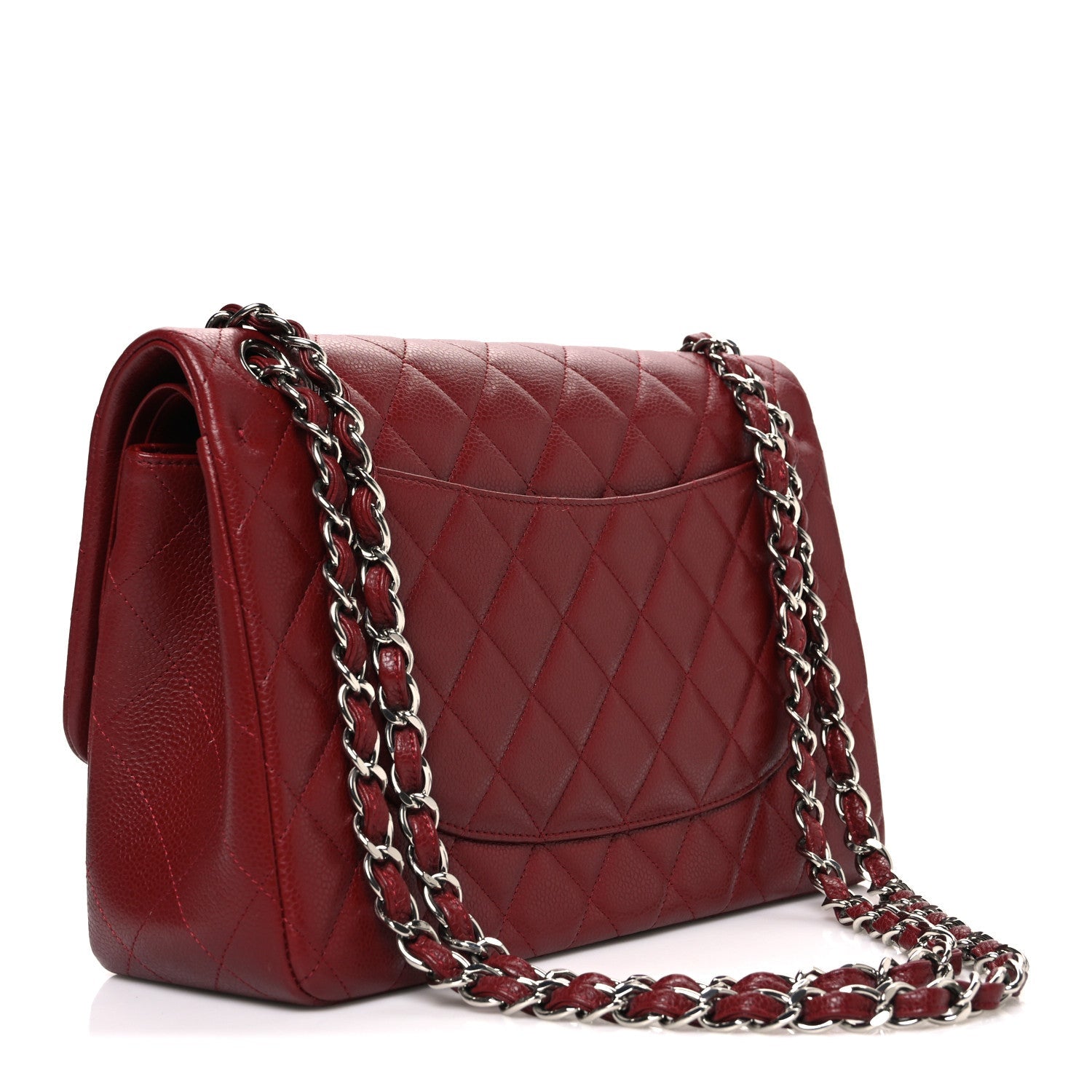 Caviar Quilted Jumbo Double Flap Burgundy