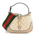 GG Supreme Monogram Textured Dollar Calfskin Mini Jackie 1961 Hobo Beige Mystic White Oatmeal