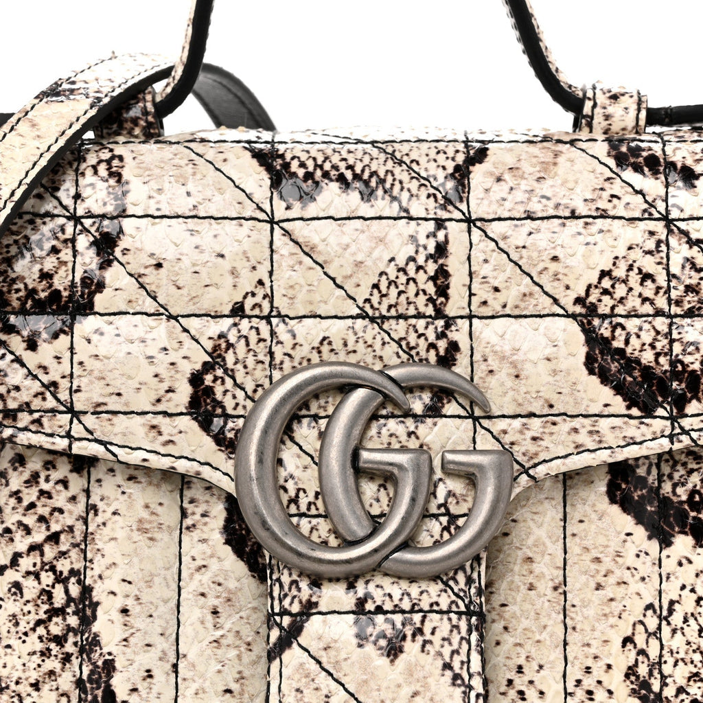 Snakeskin Matelasse Aria Mini GG Marmont Top Handle Shoulder Bag Roccia