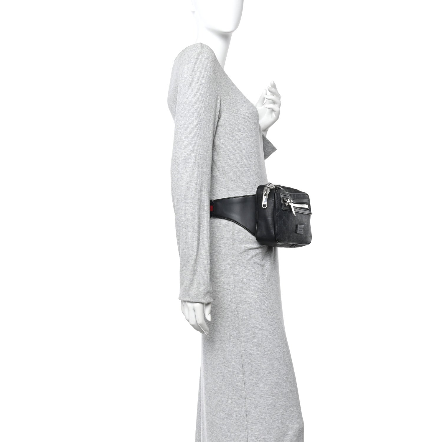 Soft GG Supreme Monogram Web Belt Bag Black Grey